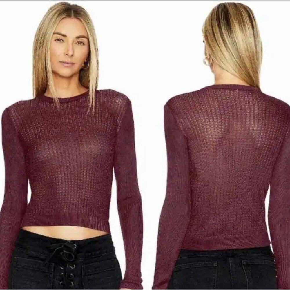 Free People Women's Sheer Mesh Open-Knit H20 Crew Pullover NWT Medium